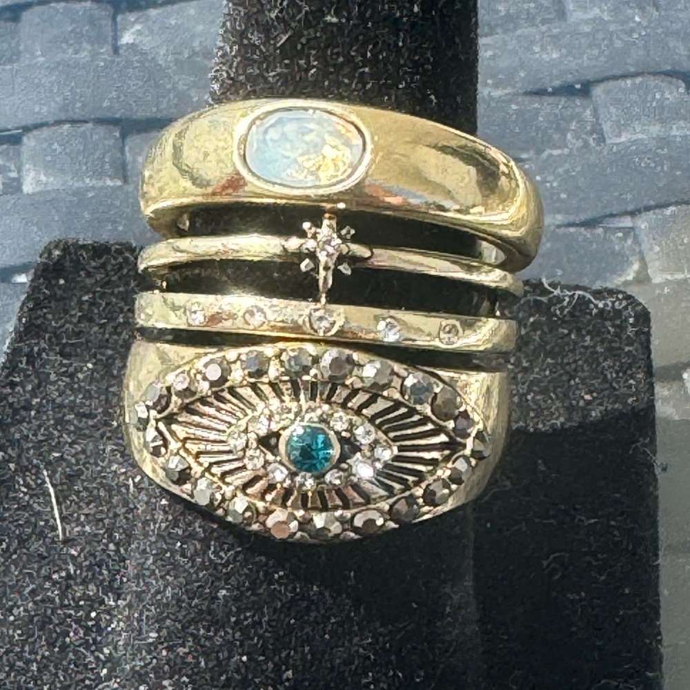 SZ 7 Gold Plated set of 3 Rings Spiritual